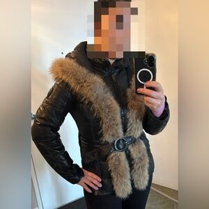 Rudsak coat small Women's Black leather and Fur Trim Jacket OPEN TO OFFERS